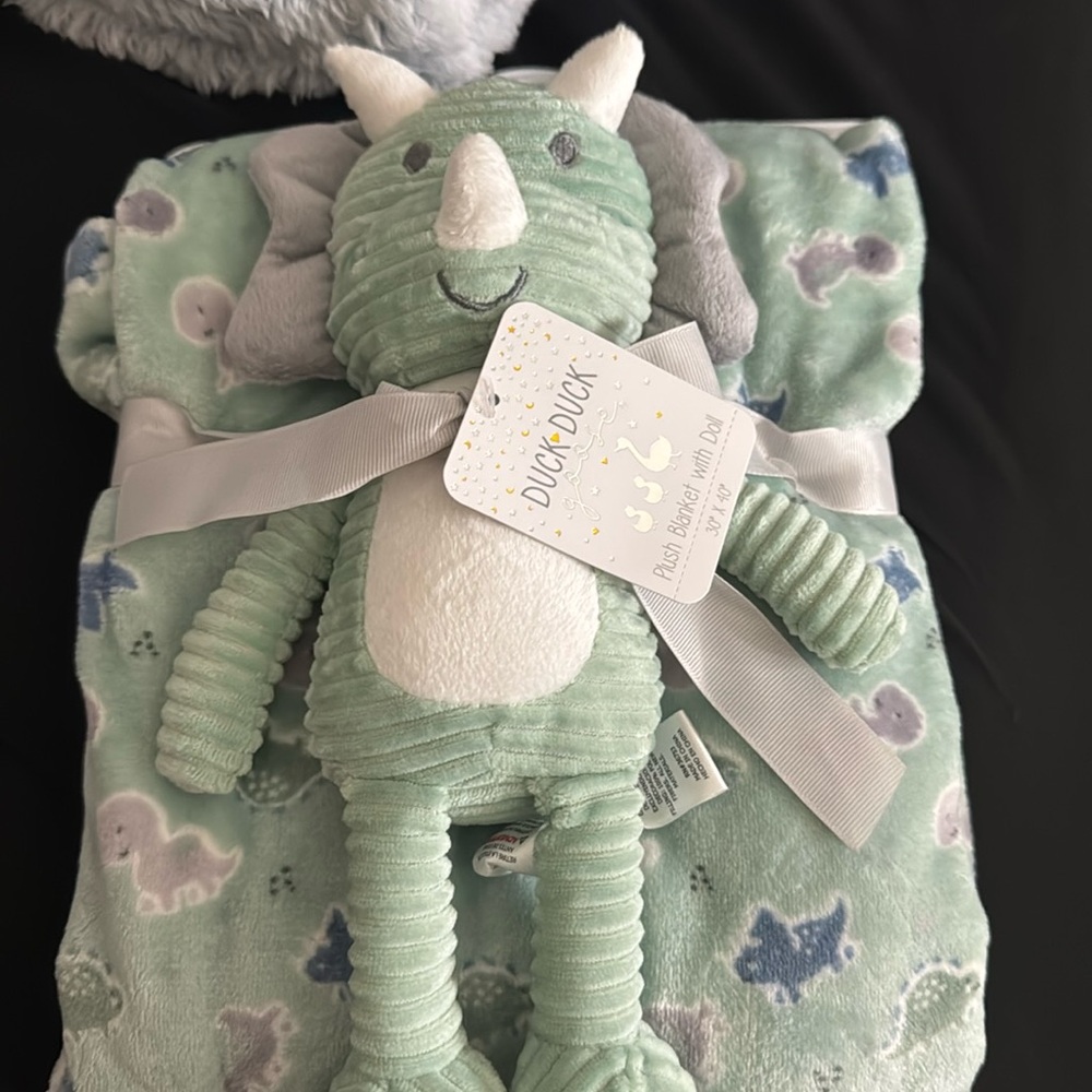 NWT baby blanket with dinosaur toy